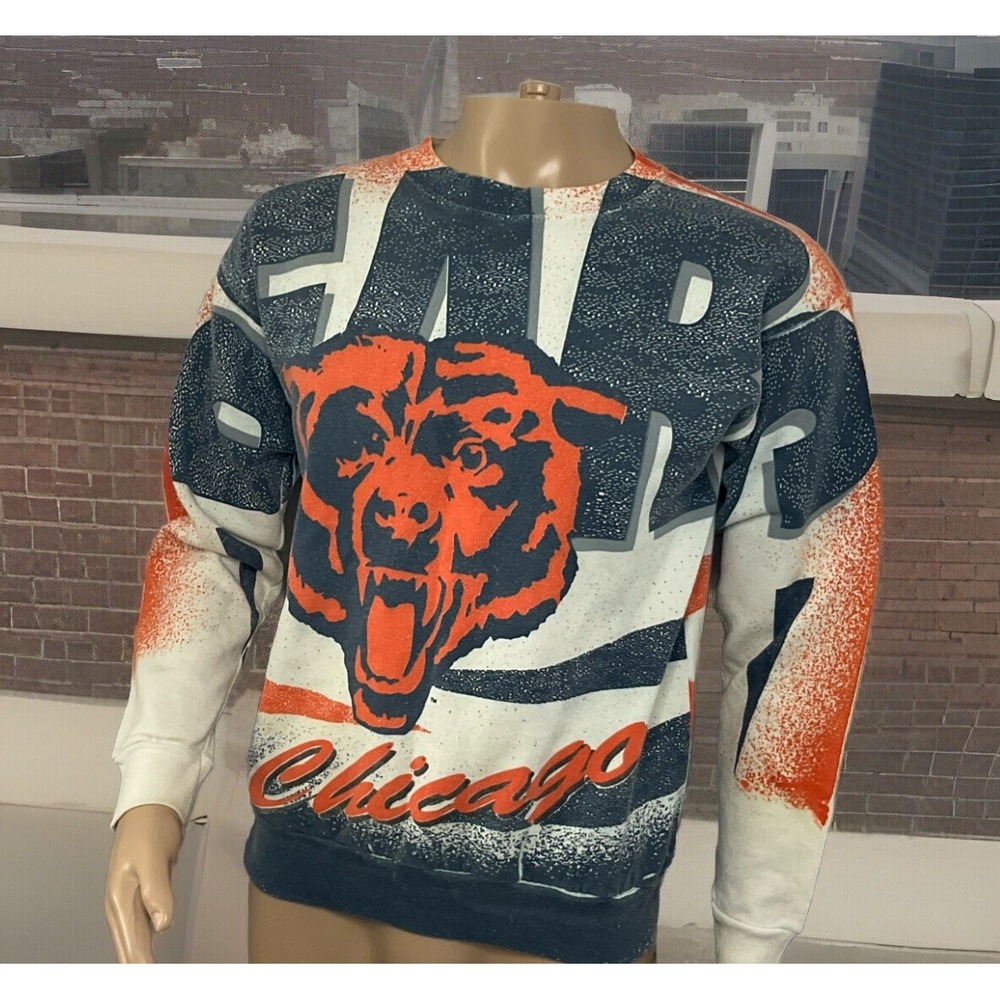 Chicago Bears NFL AOP Sweatshirt Mens L Tultex Graphic‎ Crewneck 1994 Vintage